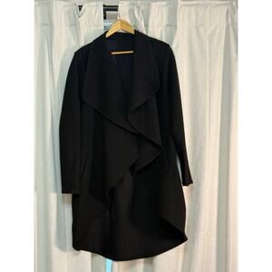 Black Cardigan Jacket with Draped Front and Pockets